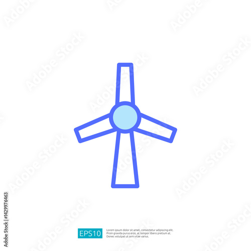 Windmill Icon Symbolizing Sustainable Farming and Renewable Energy in Agricultural Landscape