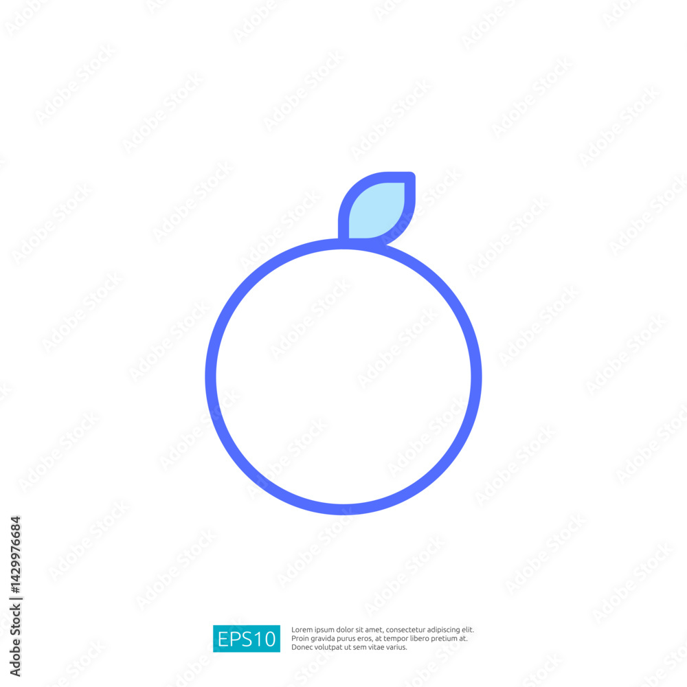 Simple Orange Fruit Icon with Leaf Symbolizing Fresh Agriculture and Healthy Nutrition Simple Orange Fruit Icon with Leaf Symbolizing Fresh Agriculture and Healthy Nutrition