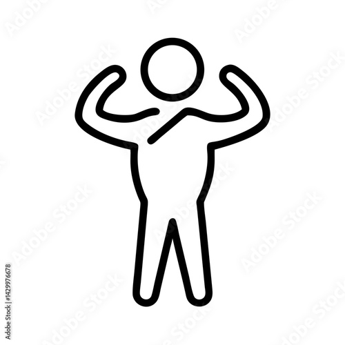 Strong person flexing muscles against a minimalist background  