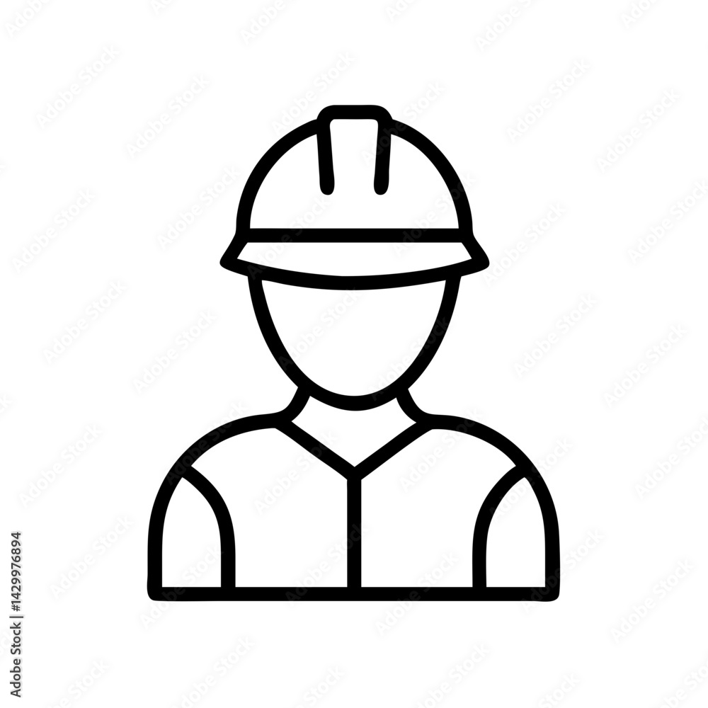 Construction worker in a helmet outlines against a plain background Construction worker in a helmet outlines against a plain background