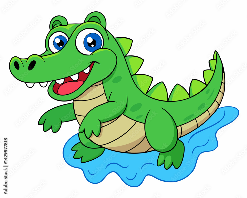 Fototapeta premium cartoon crocodile vector silhouette illustration isolated on white background