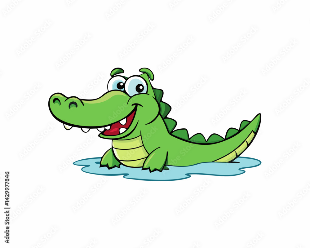 Fototapeta premium cartoon crocodile vector silhouette illustration isolated on white background