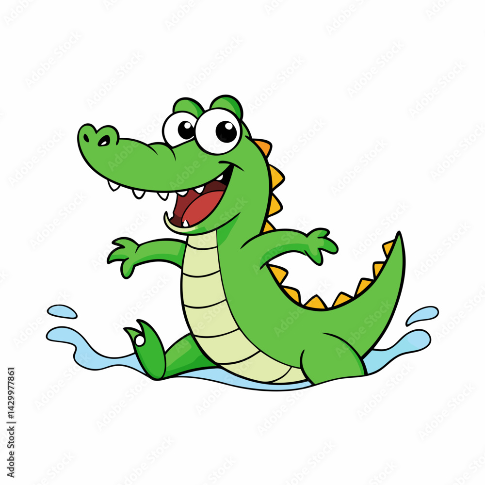 Obraz premium cartoon crocodile vector silhouette illustration isolated on white background