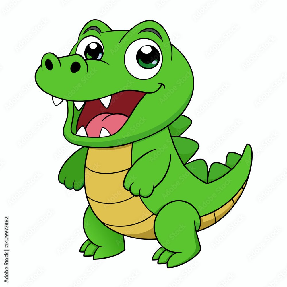 Fototapeta premium cartoon crocodile vector silhouette illustration isolated on white background