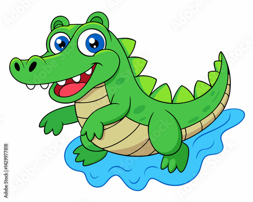 cartoon crocodile vector silhouette illustration isolated on white background