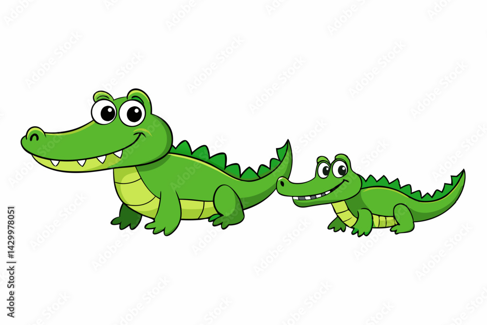 Fototapeta premium cartoon crocodile vector silhouette illustration isolated on white background