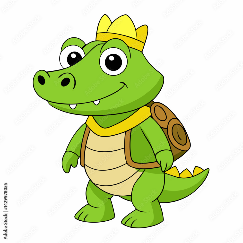 Fototapeta premium cartoon crocodile traveller vector silhouette illustration isolated on white background