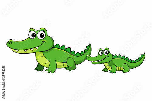 cartoon crocodile vector silhouette illustration isolated on white background