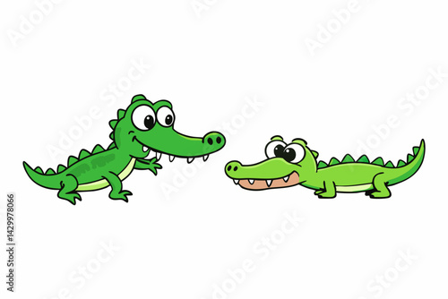 cartoon crocodile vector silhouette illustration isolated on white background