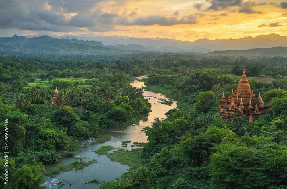 Fototapeta premium Hidden waterfalls in Myanmar