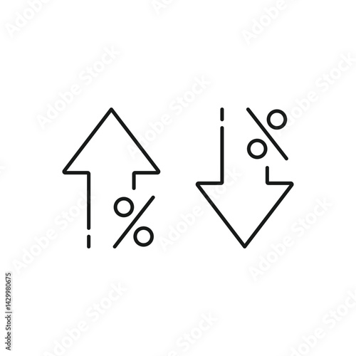Percent arrow isolated icon in line style. Vector business concept in flat.