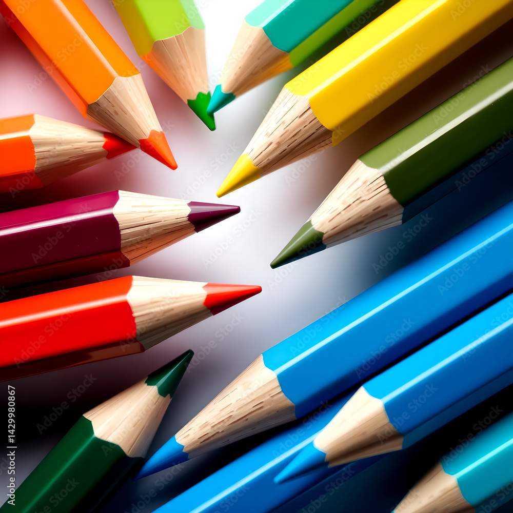 Fototapeta premium colored pencils on white background