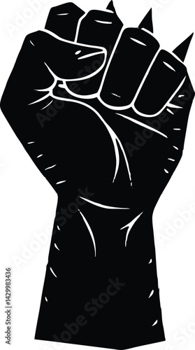 Angry Fist Raised Silhouette