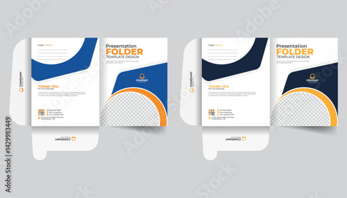 Modern layout Presentation folder template design, Annual report cover, office document file folder, cover for catalog, brochures

