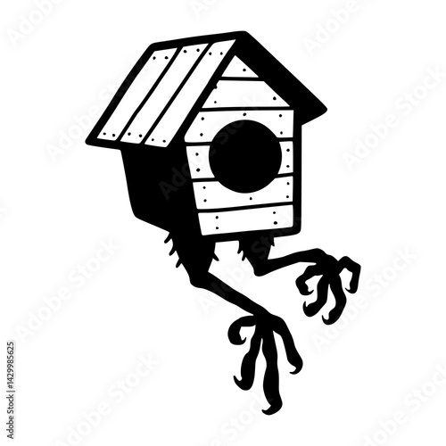 fantasy birdhouse with legs illustration
