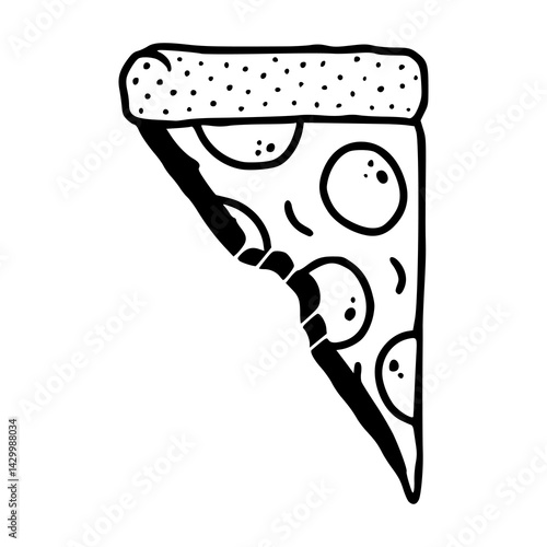 basic pizza slice with a bite vector