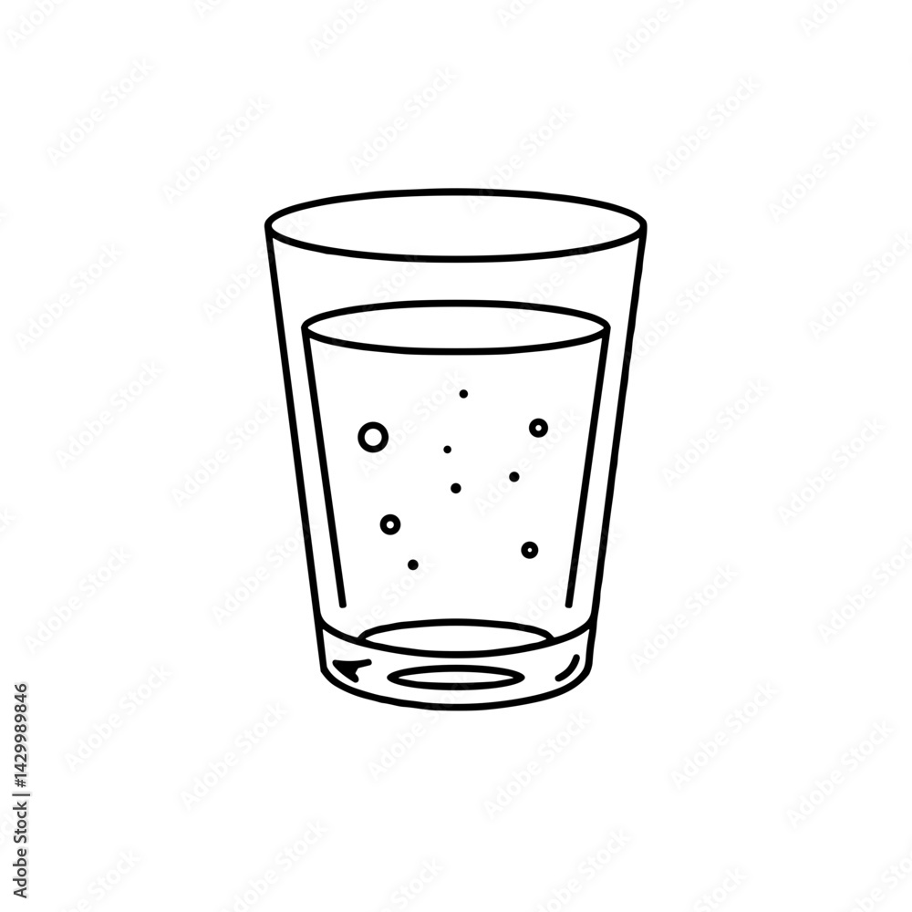 Simple glass of sparkling water illustration on white background Simple glass of sparkling water illustration on white background