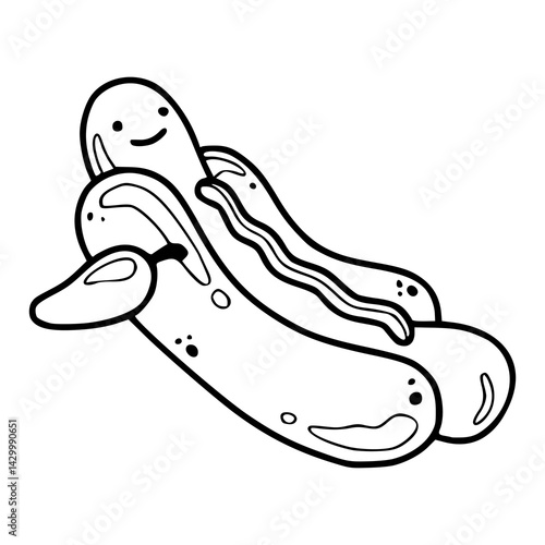 smiling hotdog outline graphic