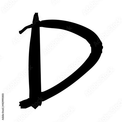 手描きのアルファベットのDの文字イラスト