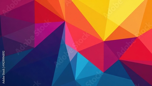 Abstract geometric shapes, vibrant color scheme, shape, texture, polygons