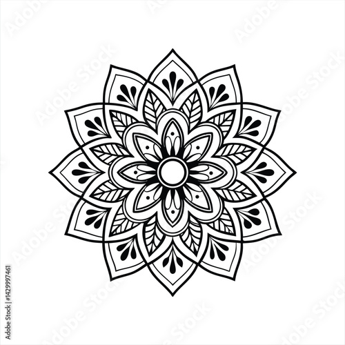 Abstract Floral Ornament with Mandala and Nature-Inspired Design