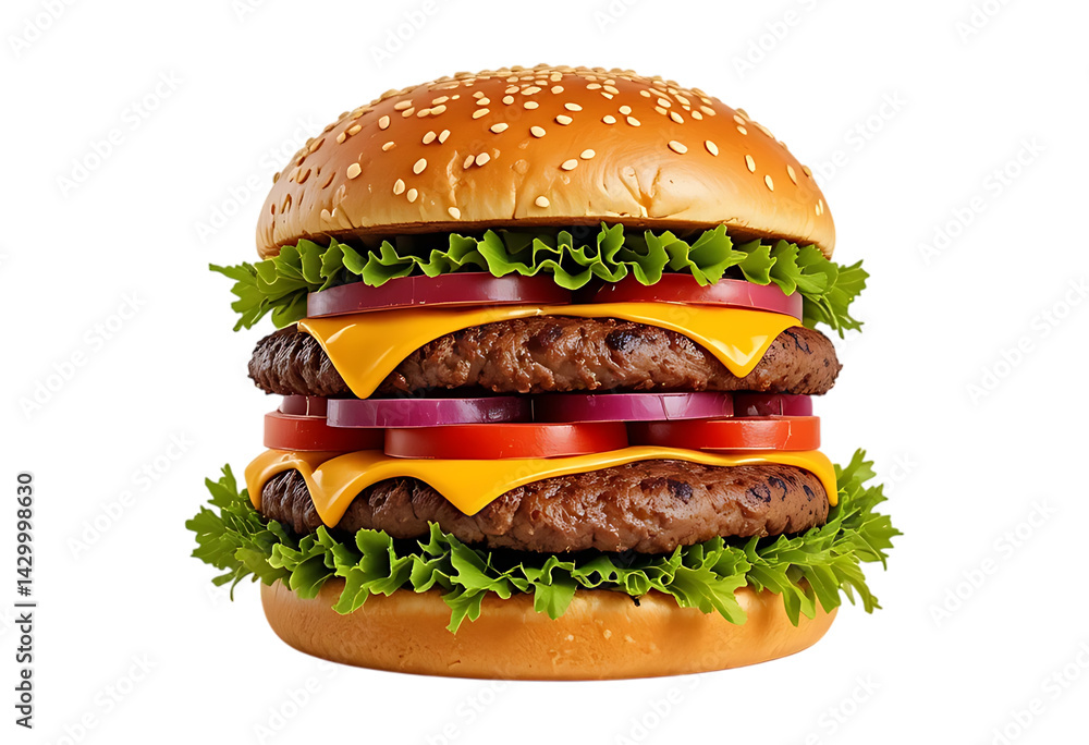Giant burger isolated on transparent background Giant burger isolated on transparent background