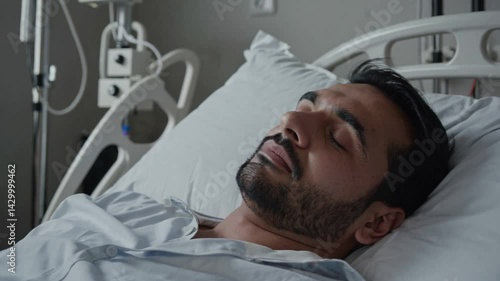 Pakistani Man Recovering in Hospital Bed - Healthcare Wellness 
