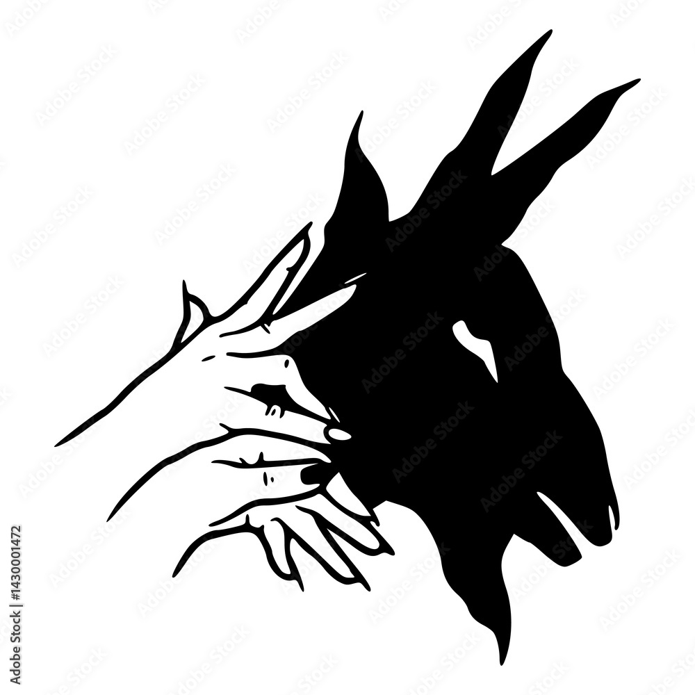Naklejka premium hand shadow art : goat