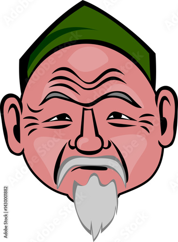 face of the face of a man,elder with a white beard, aksakal.