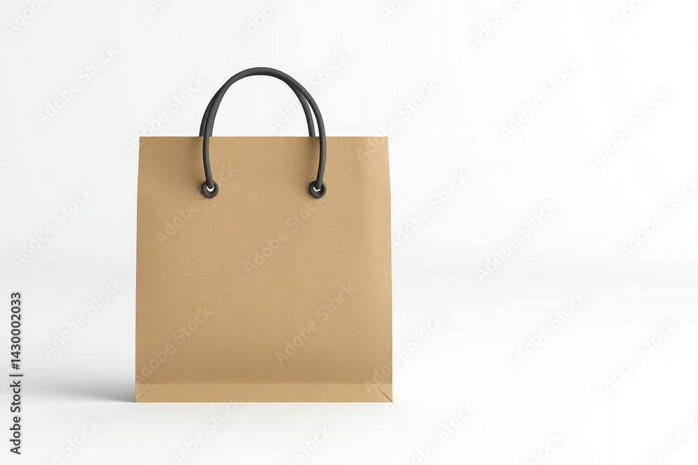 Empty light brown paper shopping bag against white backdrop. Empty light brown paper shopping bag against white backdrop.