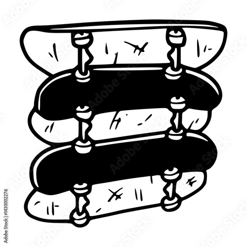 stacked skateboards vector illustration