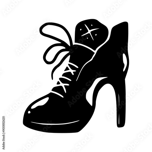 woman's high heel boot with lacing vector icon