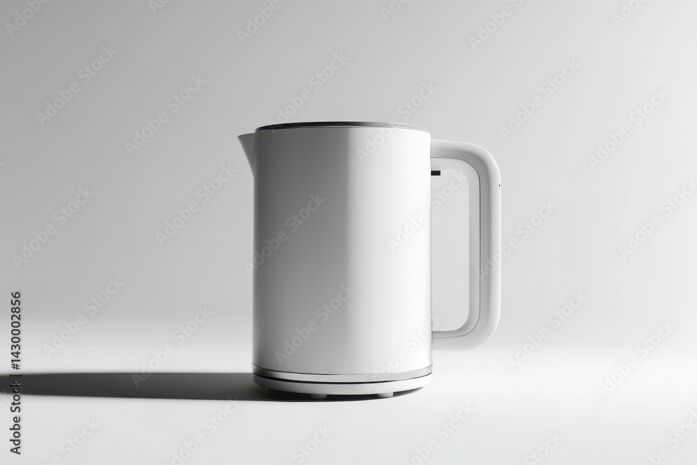 Modern white electric kettle against a plain backdrop. Modern white electric kettle against a plain backdrop.