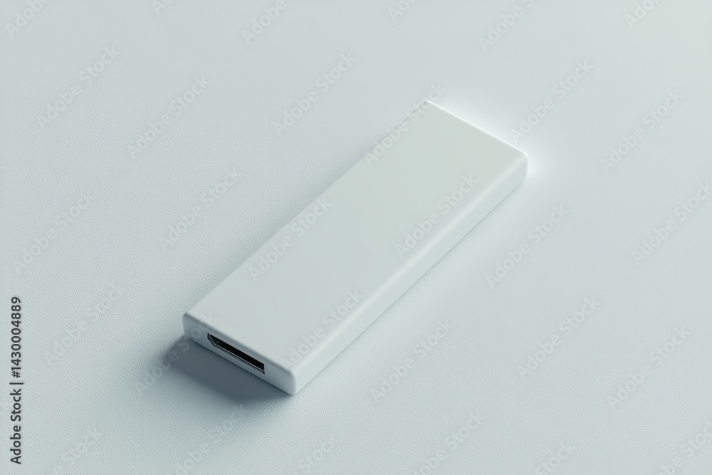White rectangular portable external battery power bank. White rectangular portable external battery power bank.