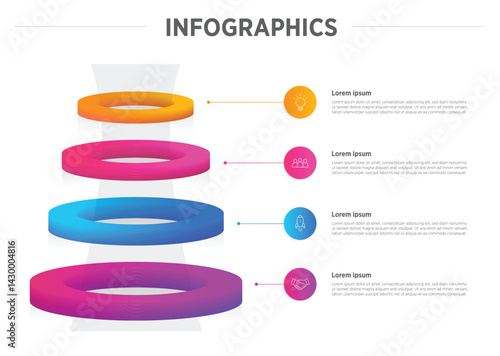 Layer filter Design infographic 4 options, Business concept infographic template can be used for workflow layout, diagram, number options, timeline or milestones project.