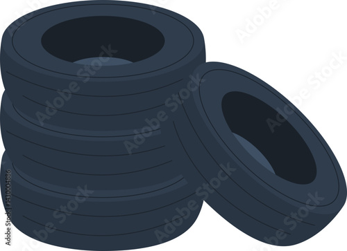 Illustration of Stacked used Tires