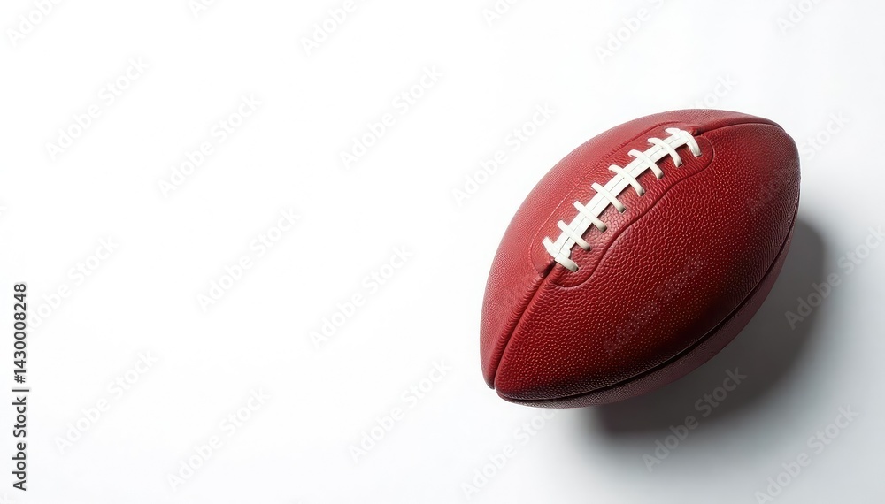 Overhead view of an american football on white background , sports, studio shot Overhead view of an american football on white background , sports, studio shot