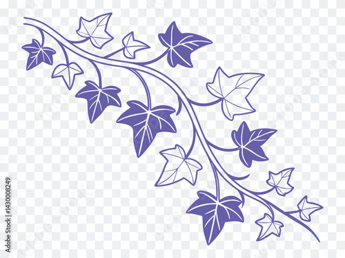 Obraz na płótnie Ivy vine vector design with elegant curling branches and detailed leaves in outline style, perfect for natural borders, botanical patterns, garden themes, or decorative corner elements.
w salonie