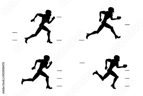 Wallpaper Mural set of American football player running vector silhouette illustration isolated on white background Torontodigital.ca