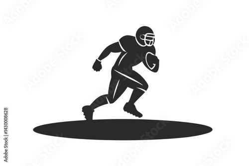 American football player running vector silhouette illustration isolated on white background