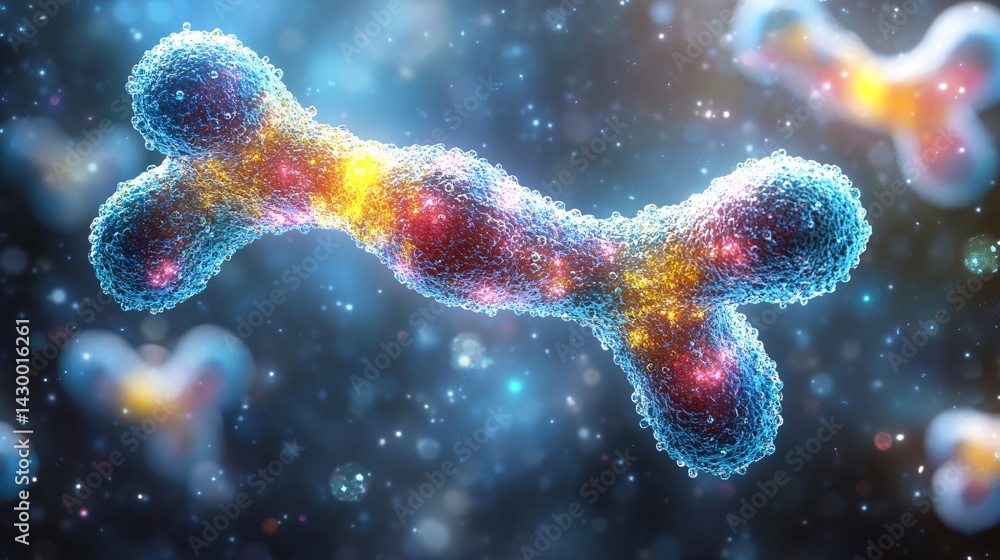 Fototapeta premium highly detailed 3d visualization of a chromosome with bright colors and scientific precision