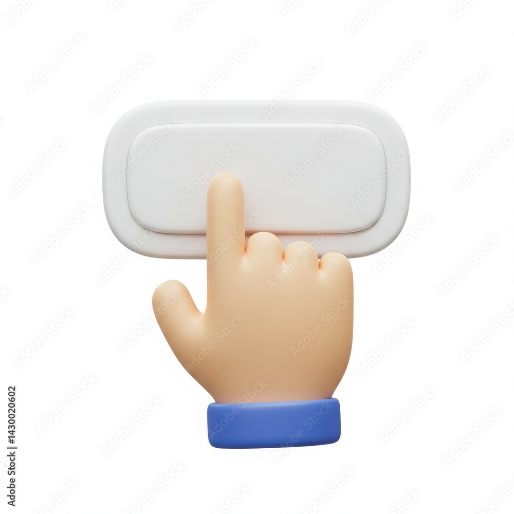 Hand pressing button 3d render isolated on white background Hand pressing button 3d render isolated on white background