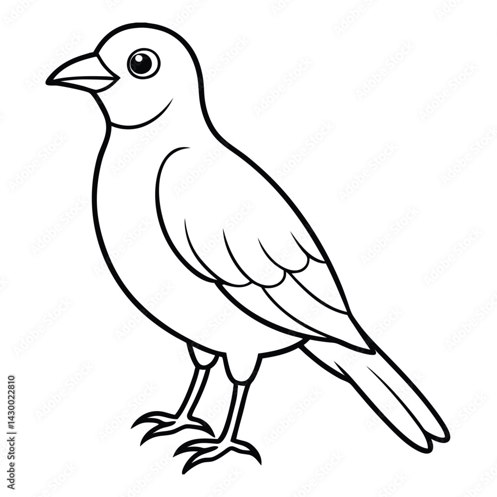 Fototapeta premium Simple Bird Sketch Vector Art on White Background