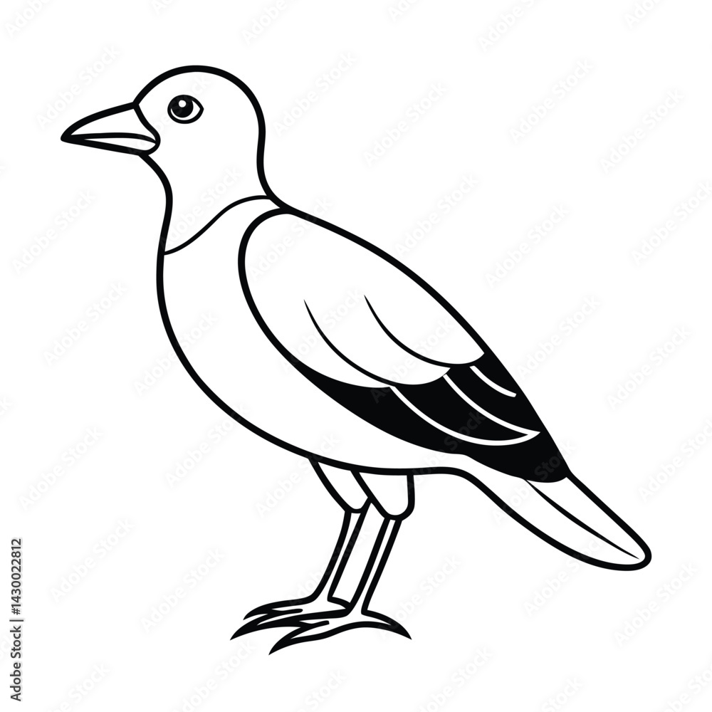 Obraz premium Simple Bird Sketch Vector Art on White Background
