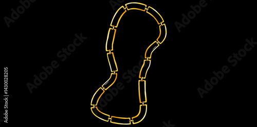 Gold Chain On Black Background, Drawing Style Art Jewelry Vector Illustration.	