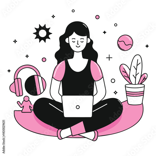 chill time business illustration of a woman 