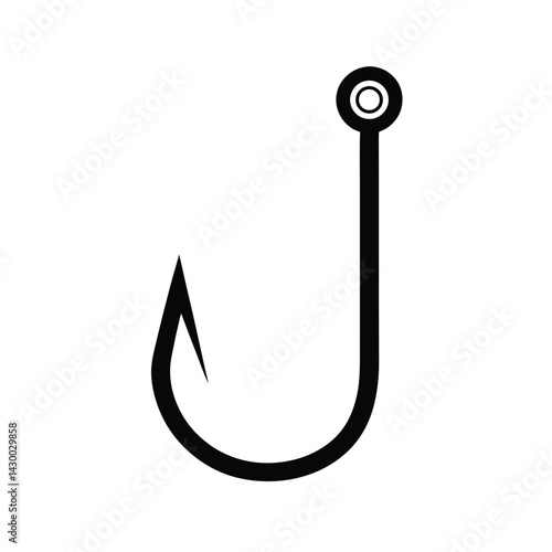 Black silhouette of a fishing hook vector Art & Illustration, fishing ornaments