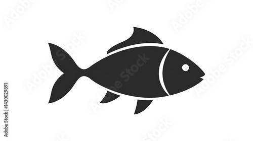 Simple and Modern Illustration of a Fish in Black and White for Creative Projects and Designs