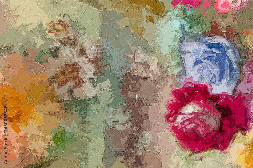 Naklejka premium Various oil paintings, flowers, marine creatures, chrysanthemums, and beautiful ones