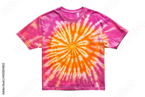 Vibrant pink and orange tie dye t shirt a summer style statement showcasing a captivating on transparent background
